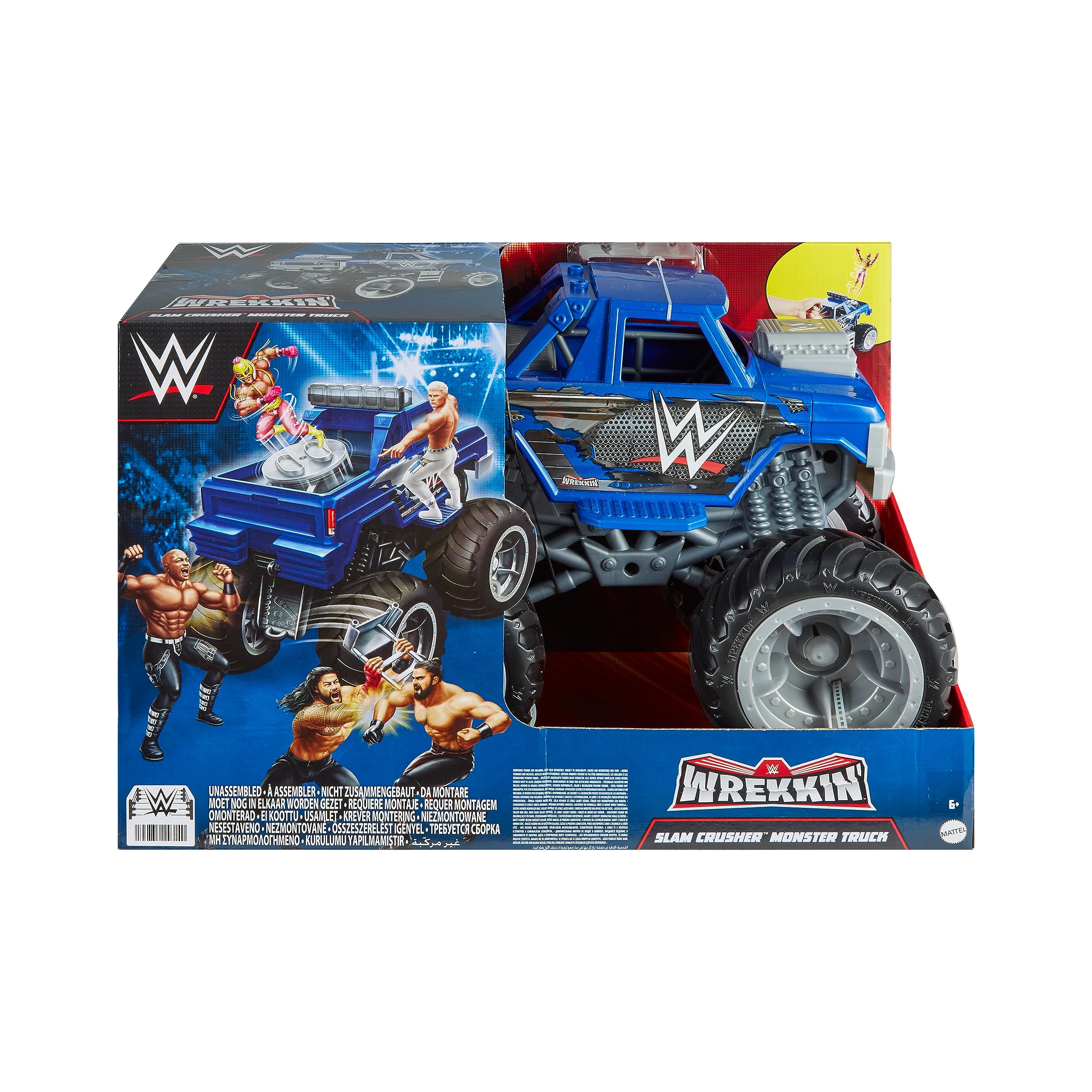Mattel WWE Wrekkin Slam Crusher Véhicule Monster Truck avec 8 parties amovibles, Dès de 6 ans, HPG36