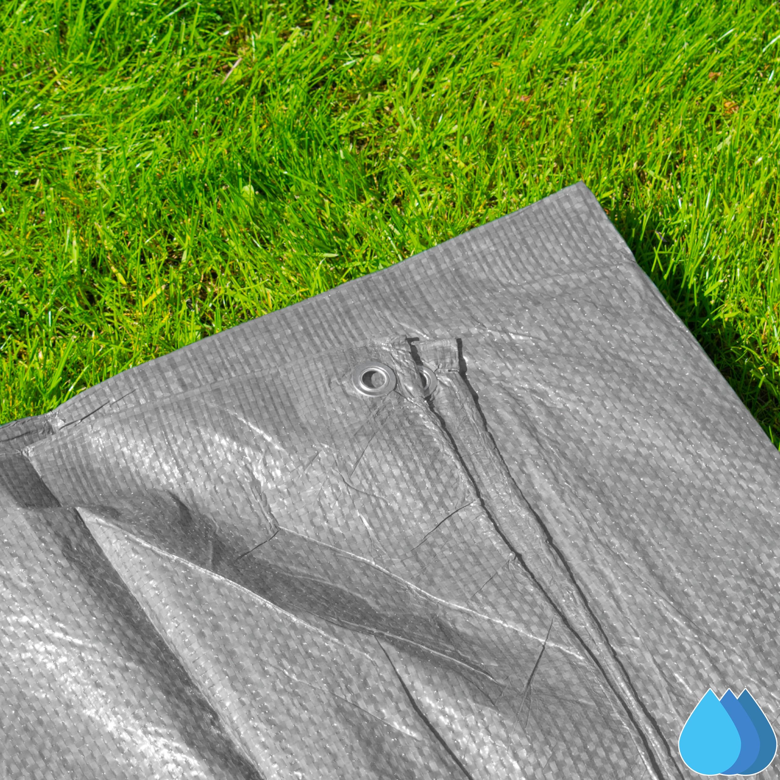 Grey Lightweight Tarpaulin, Multi-Purpose Waterproof Sheet for Outdoor Use Tools, Camping, Gardening, Furniture Protection - Image 3