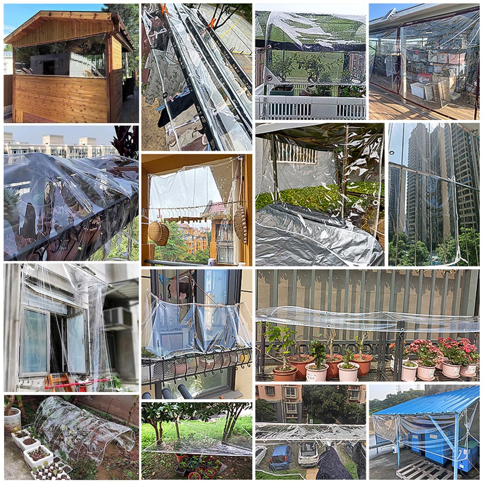 Transparente Plane mit Ösen,0.35mm PVC wasserdichte Klare Abdeckplane Tarps,Regenschutz Plane,Durchsichtig Faltbar,für Gartenmöbel Pflanzen Gewächshaus Camping Vordach (3.5m x 2m)