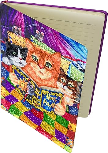 Miniatura 3 de Crystal Art Cuaderno de pintura de diamantes, kit de cuaderno para acostarse con gatitos, crea una funda brillante para cuaderno con cristales, para