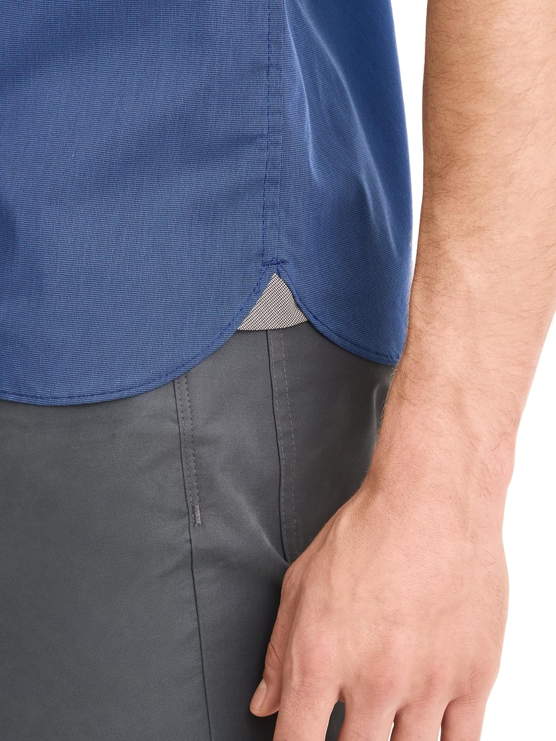 Van Heusen Men's Essential Woven Solid Short Sleeve Button Up, Black IRIS, Large - Image 3