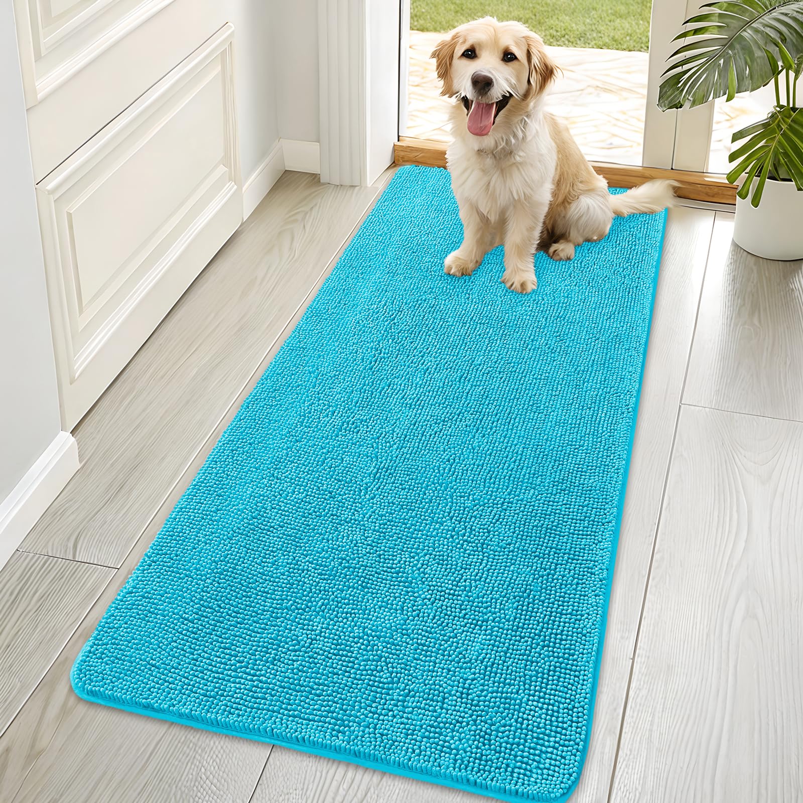 OLANLY Dog Door Mat for Muddy Paws 70x35, Super Absorbent Chenille Mud Mat