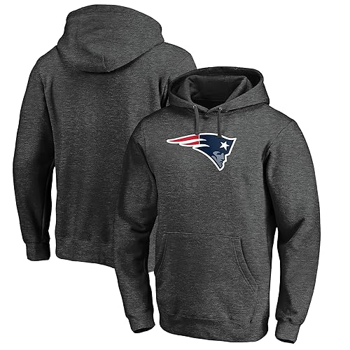 Men's Charcoal New England Patriots Primary Logo Fitted Pullover Hoodie