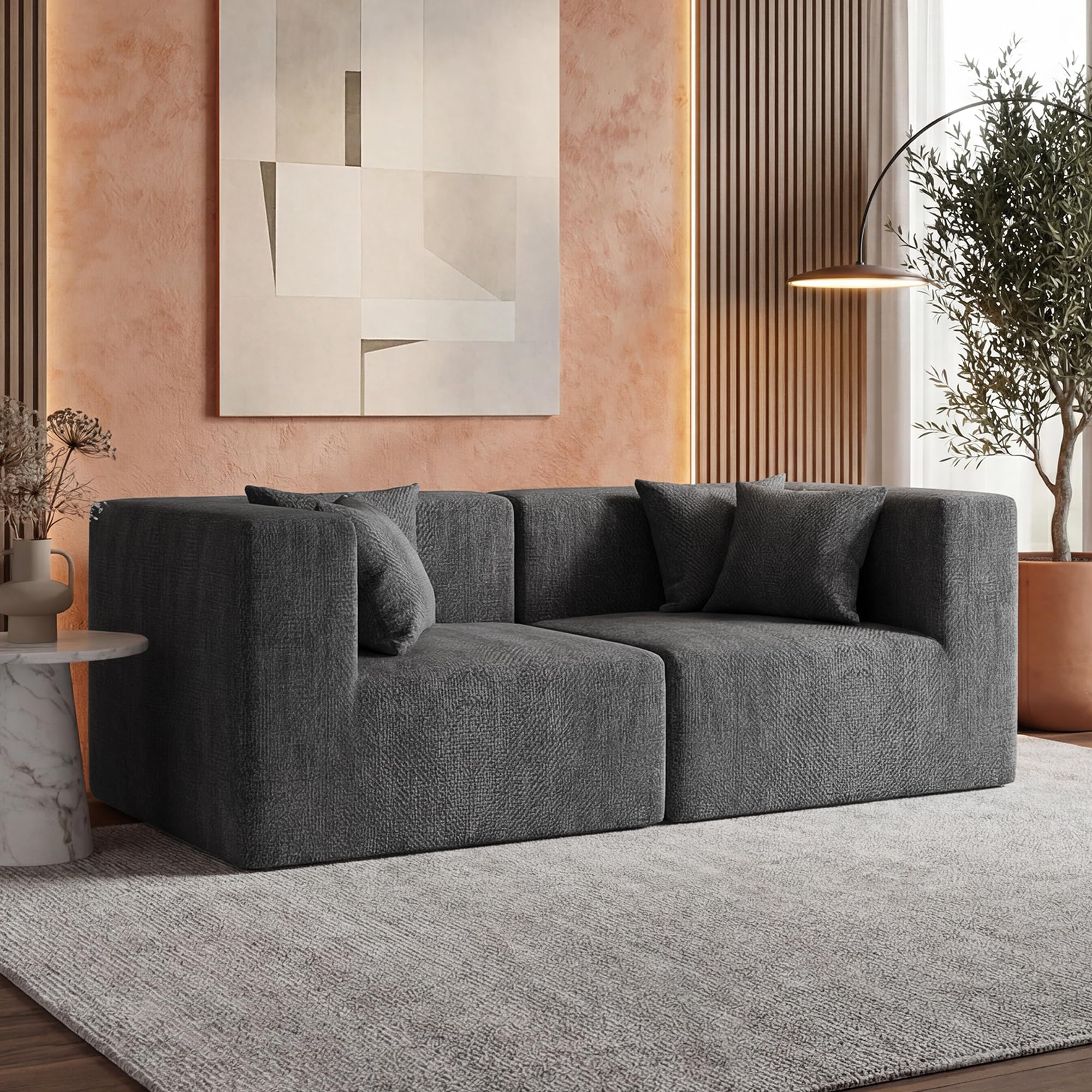 MONVANE 75 inch Chenille Loveseat Sofa