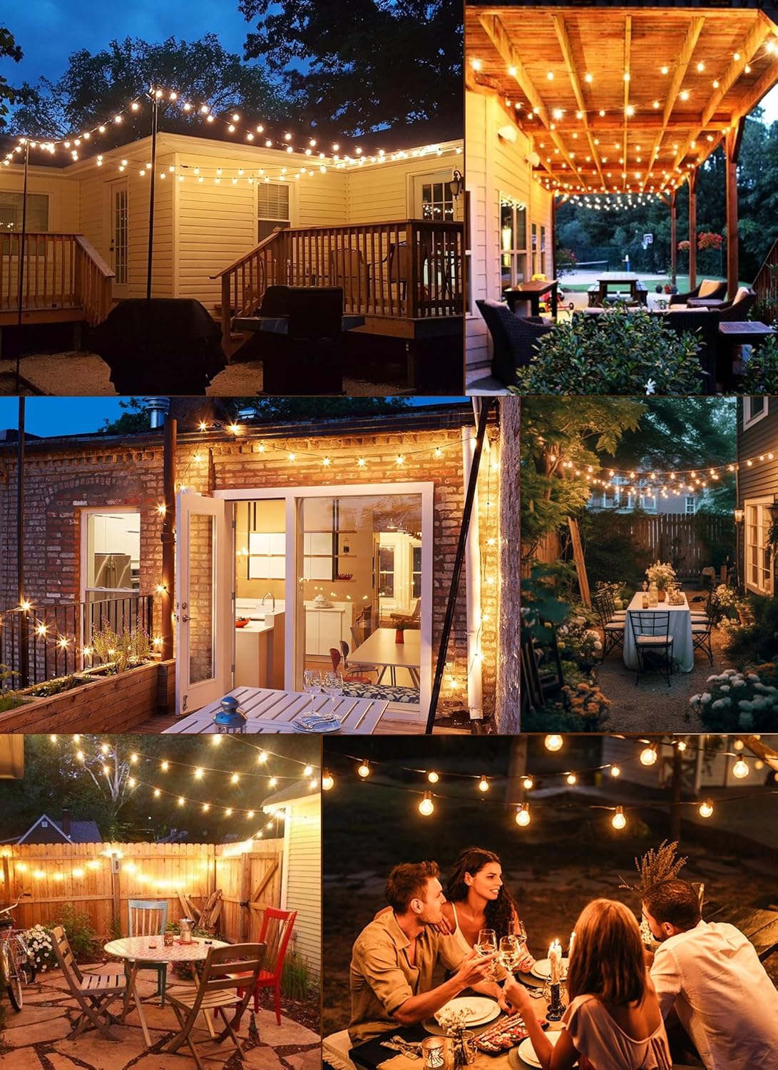 Brightown 25 Pack G40 LED Replacement Bulbs, E12 Base, 2200K Warm White, Shatterproof Waterproof Dimmable 1.5 Inch Globe Bulbs for Indoor & Outdoor Patio Backyard Home Lighting