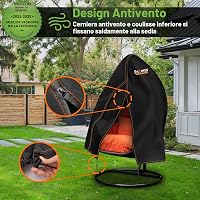 Enzeno függő hinta tojás szék védő huzat vízálló 115x190 cm fekete kültéri swing bútorhoz 4