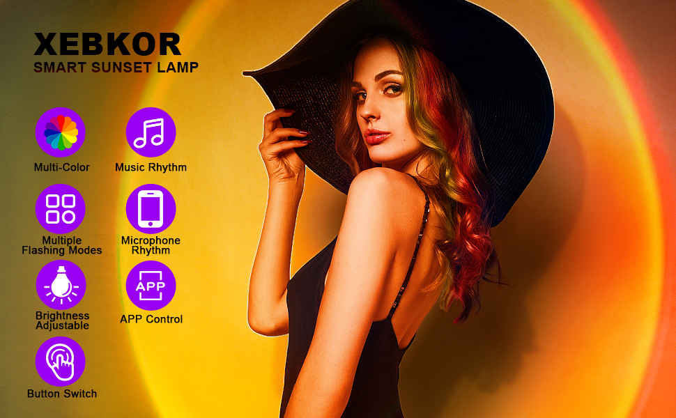 Amazon.com: XEBKOR Sunset Lamp Projector Multicolor Changing LED