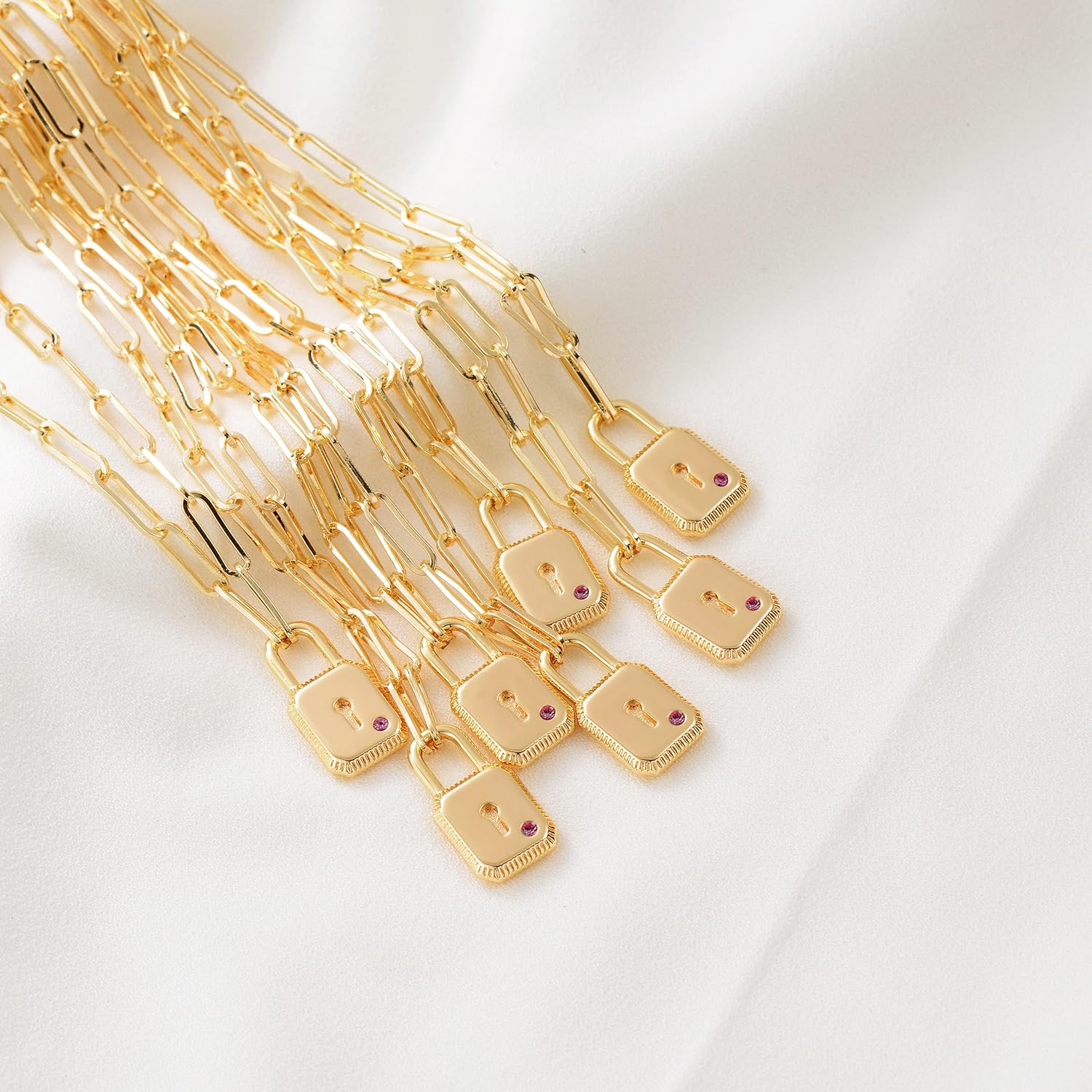 VACRONA Dainty Gold Lock Initial Necklace 18K Gold Plated Initial Padlock Layered Lock Necklace Personalized Monogram Old English Engraved Alphabet Symbol Custom Letter Necklace - Image 6