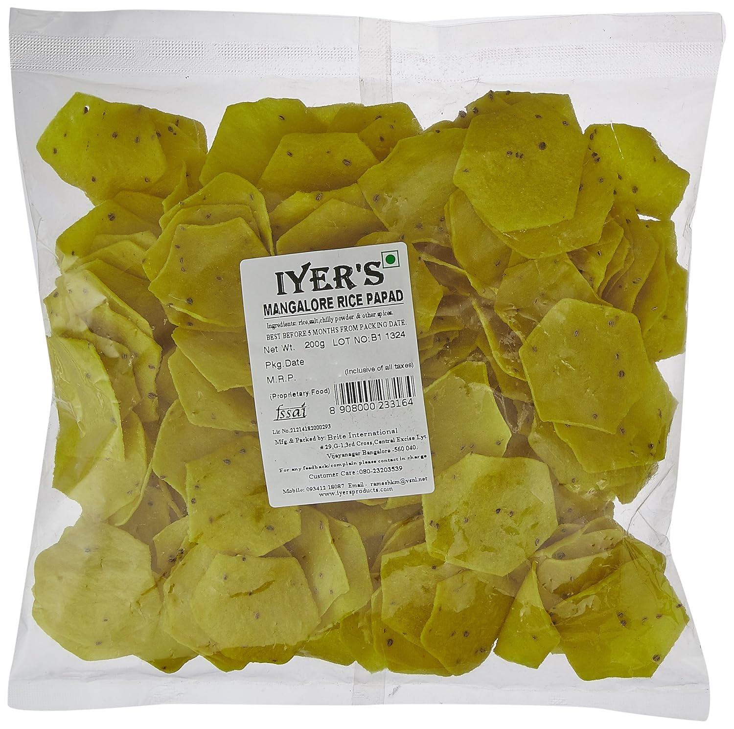 Iyer's Mangalore Rice Papad, 200g (Pack of 2) : Amazon.in: Grocery ...