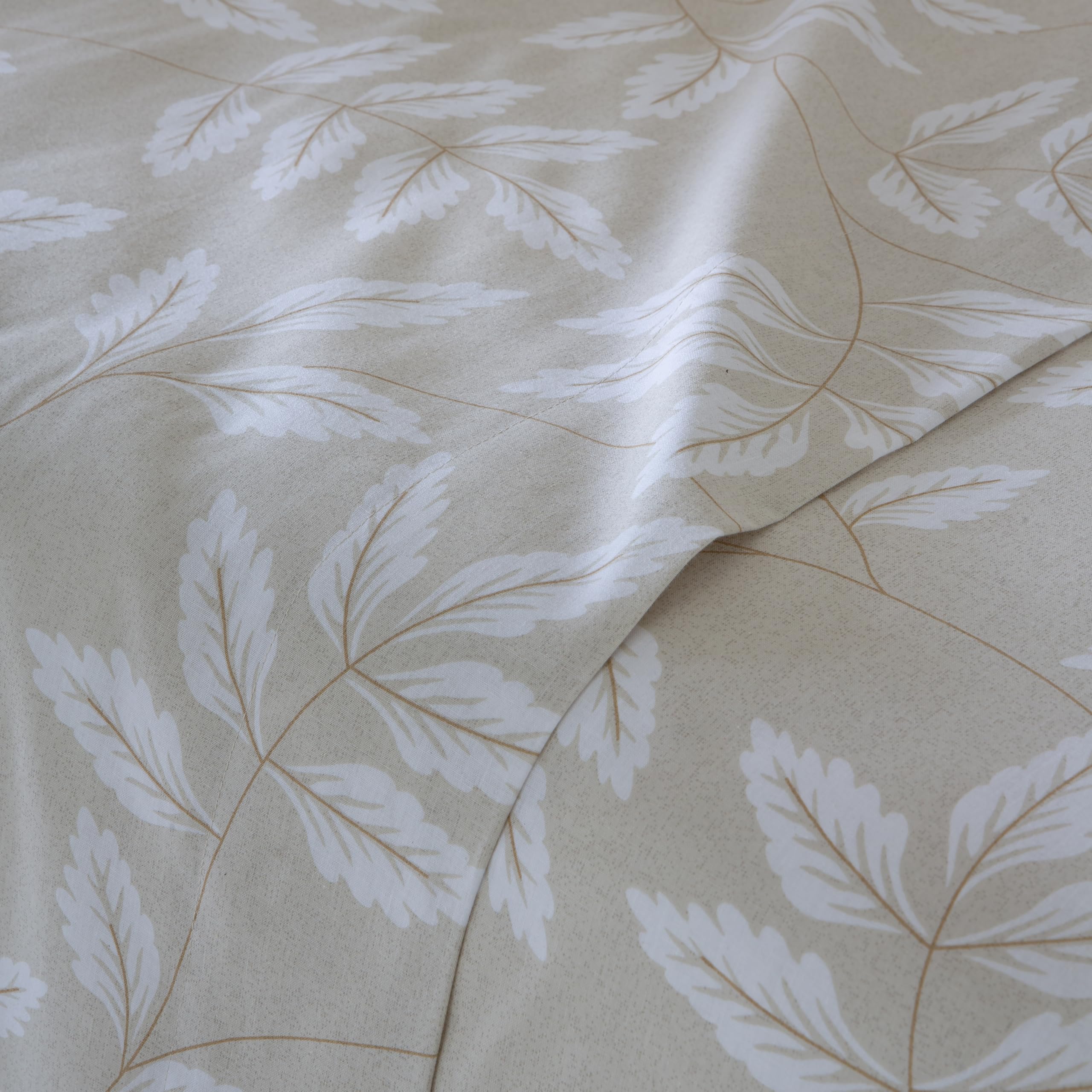 COTTON ARTean Juego de sábanas 150 Algodón Organico BATAN Beige | Incluye 4 piezas: encimera, bajera ajustable, 2 fundas de almohada. Certificado OEKO-TEX