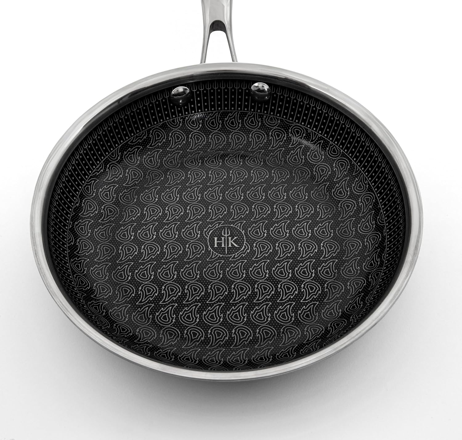 Hell's Kitchen Hybrid 8" Frying Pan, Tri-Clad Stainless Steel and Nonstick Ceramic PFAS Free, no PFOA, no PTFE, no Teflon, Non Toxic Cookware, Metal Utensil Safe, All Cooktops, Oven Safe