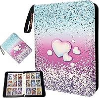 Vista 12 de Carpeta de tarjetas coleccionables para 4 bolsillos, 480 tarjetas con 60 fundas extraíbles con cremallera de protección, pulsera de fácil