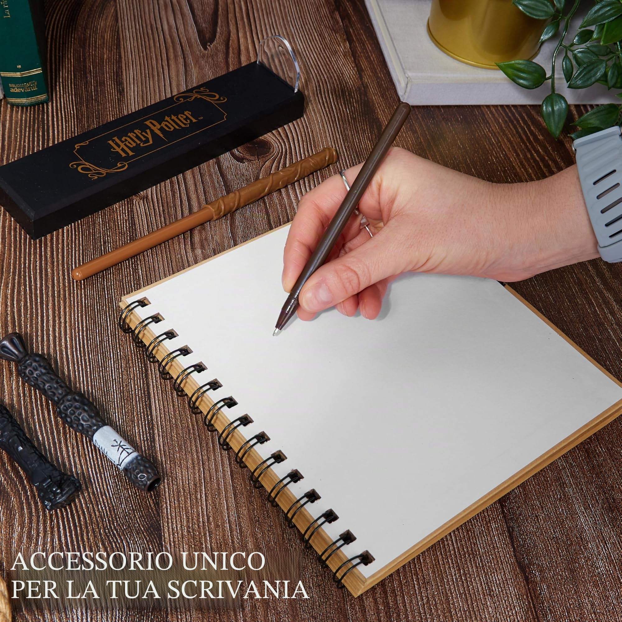Harry Potter Levitazione Penna Bacchetta, 3 Pacco Magico Inchiostro Nero Penna a Sfera con Supporto Magnetico, Dumbledore Hermione Regalo Hogwarts (Multi 3 Pz)
