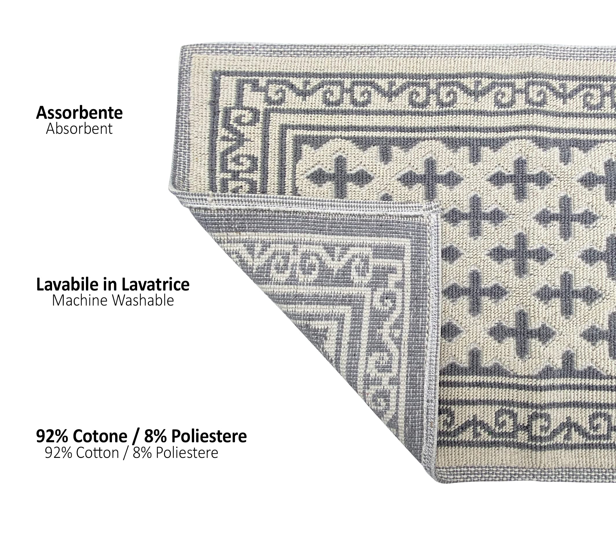 Set Tappeti Bagno OLIVO.shop PARURE SAETTA - 3 Pezzi Cotone Antiscivolo (Salvia) - Foto 13