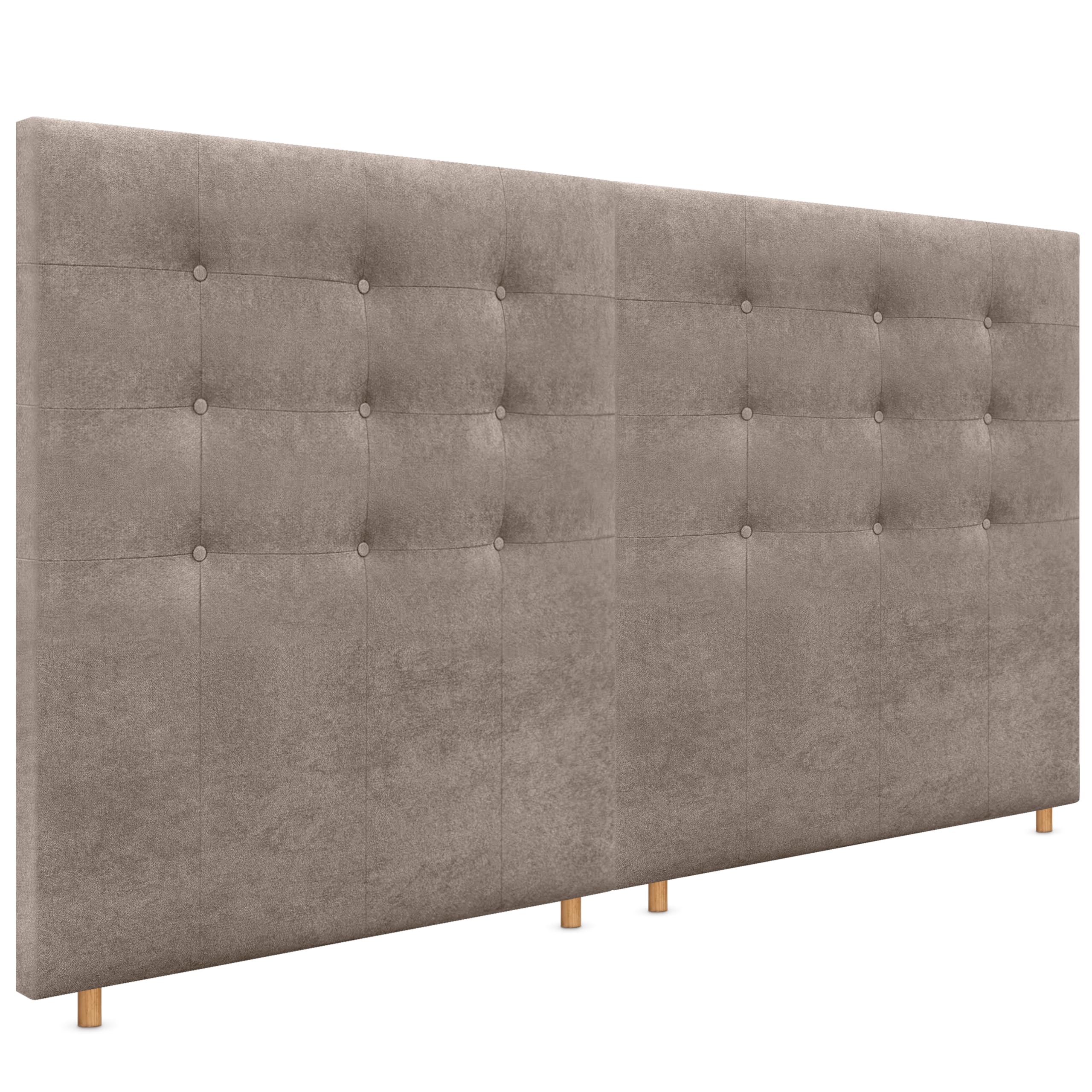 DHOME Cabecero Tapizado Capitoné Suelo 2 hileras Amplio de Tela Aqualine para Cama Matrimonio Cabezal Dormitorio (Tierra, 210cm Dual)