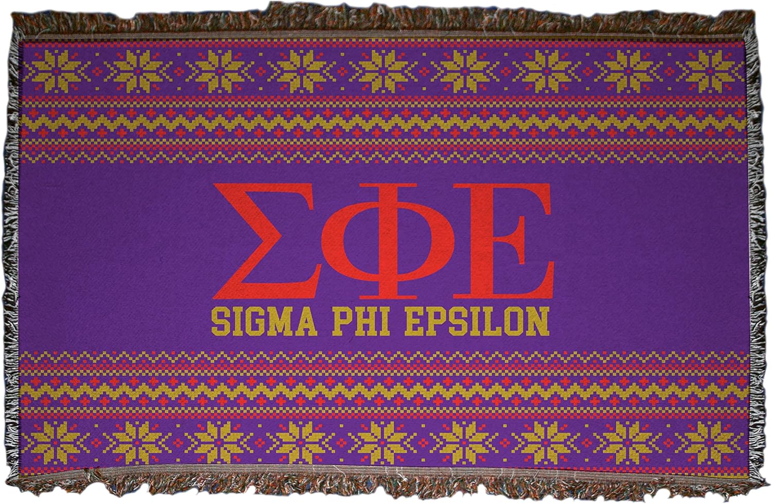 VictoryStore Sigma Phi Epsilon Blanket, 35 inches x 54 inches Christmas Sweater Design Fraternity Throw Blanket, Offically Licensed, SigEp Blanket
