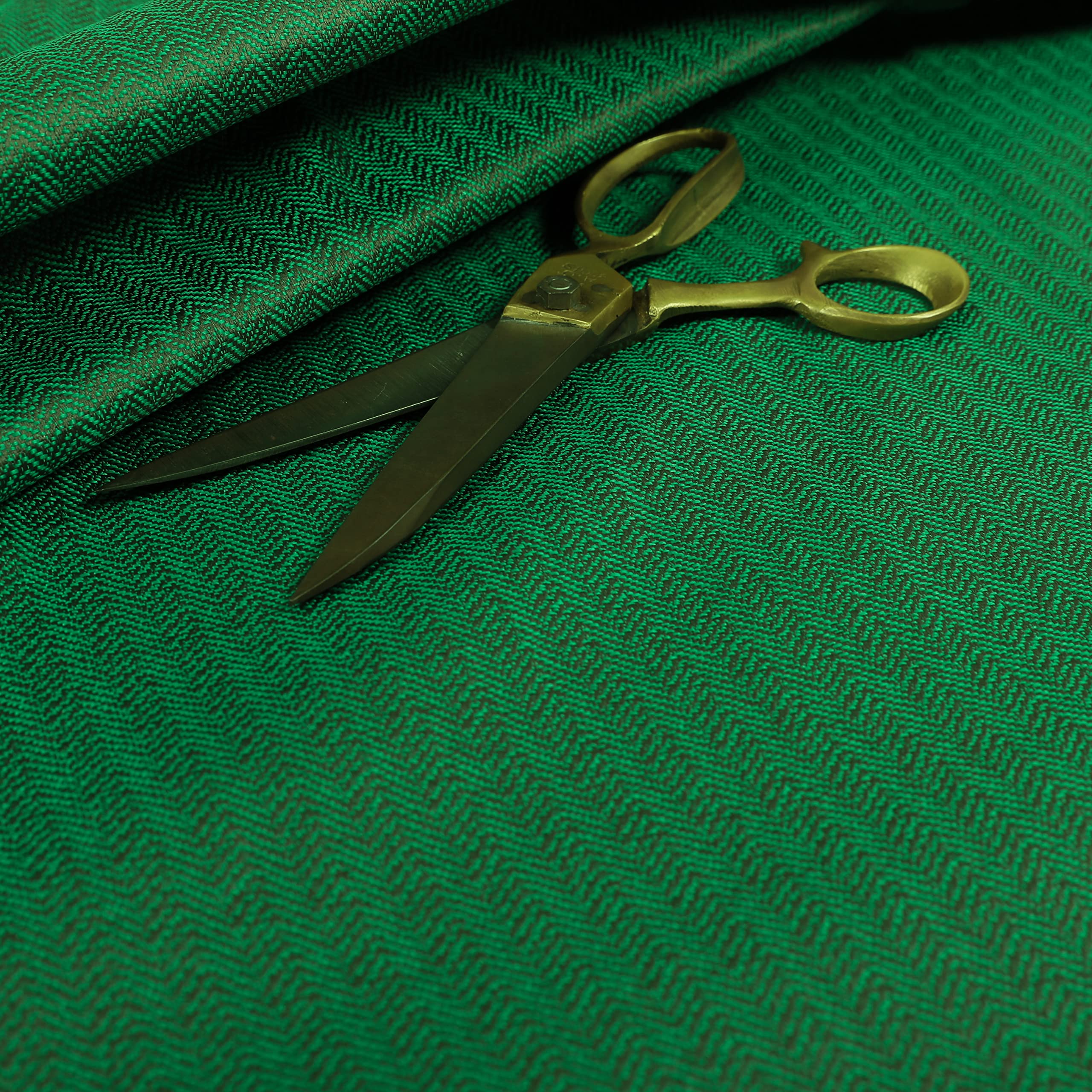 Redbrick Mill Fabrics Flame Retardant Herringbone Pattern Semi Plain Medium Weight Upholstery Fabric Green Grey Colour (1 Metre) โ image 1