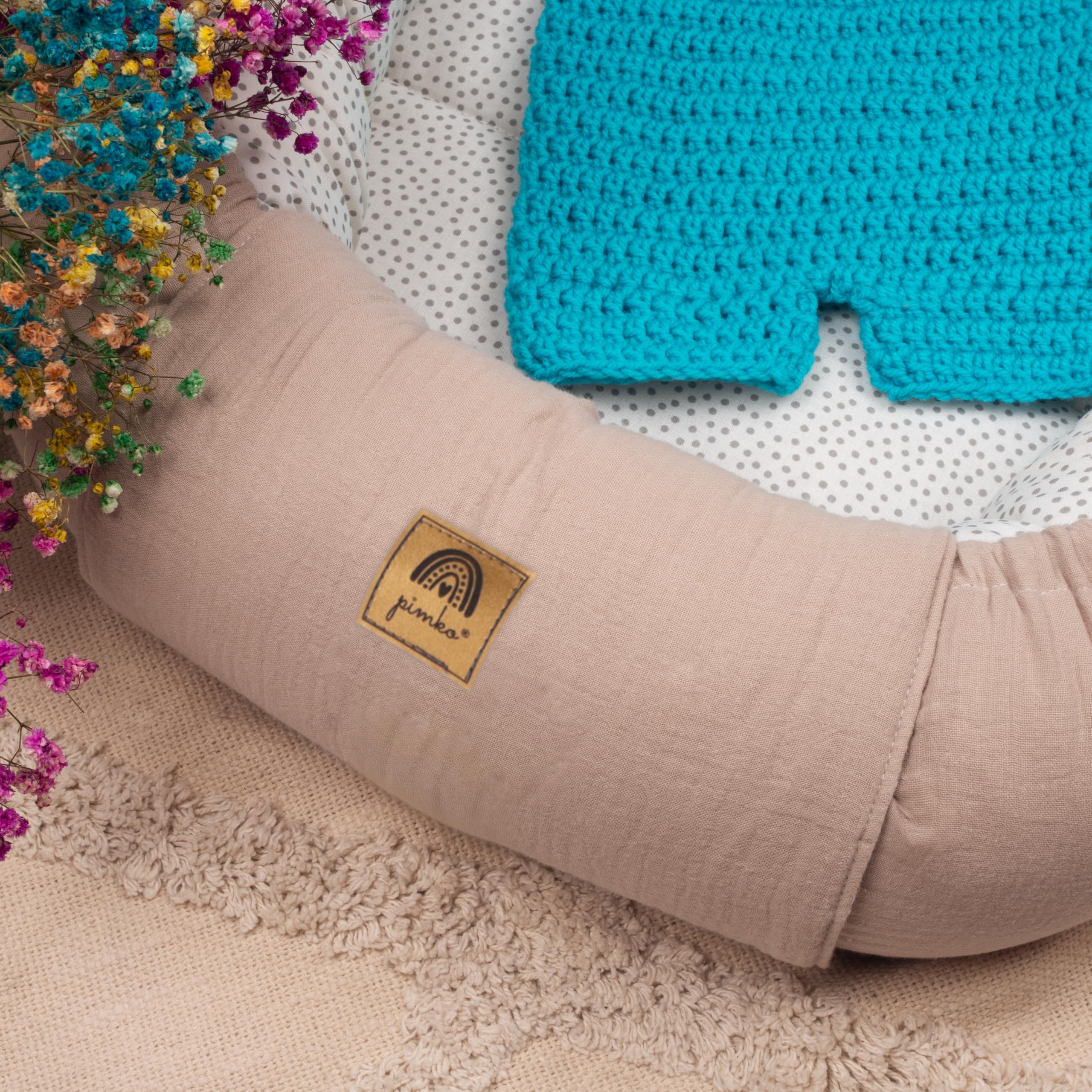 PIMKO Nido per Neonato Riduttore lettino per neonati Culla 60 x 90 cm mussola di cotone, colore: beige, ecru dost