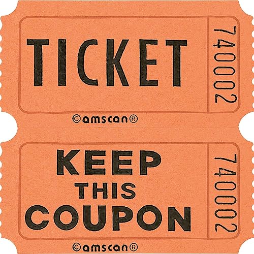 Rollos de boletos dobles naranja vibrante, 2 x 2 pulgadas (1 rollo de 2,000 boletos), duraderos y versátiles para eventos, recaudación de fondos y