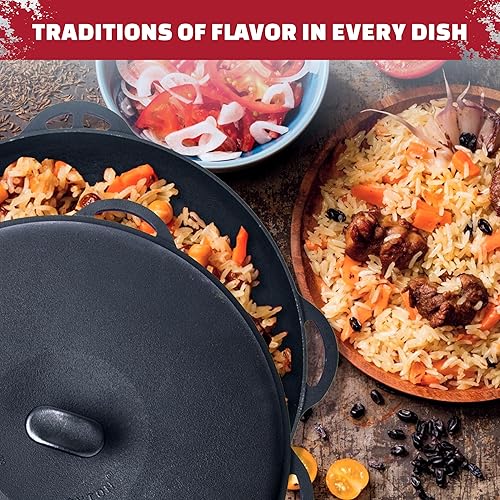 Miniatura 7 de Olla de horno holandés con tapa, 8.5 cuartos (8 L) "WOK" - Horno holandés de hierro fundido - Juego de utensilios de cocina de hierro fundido -