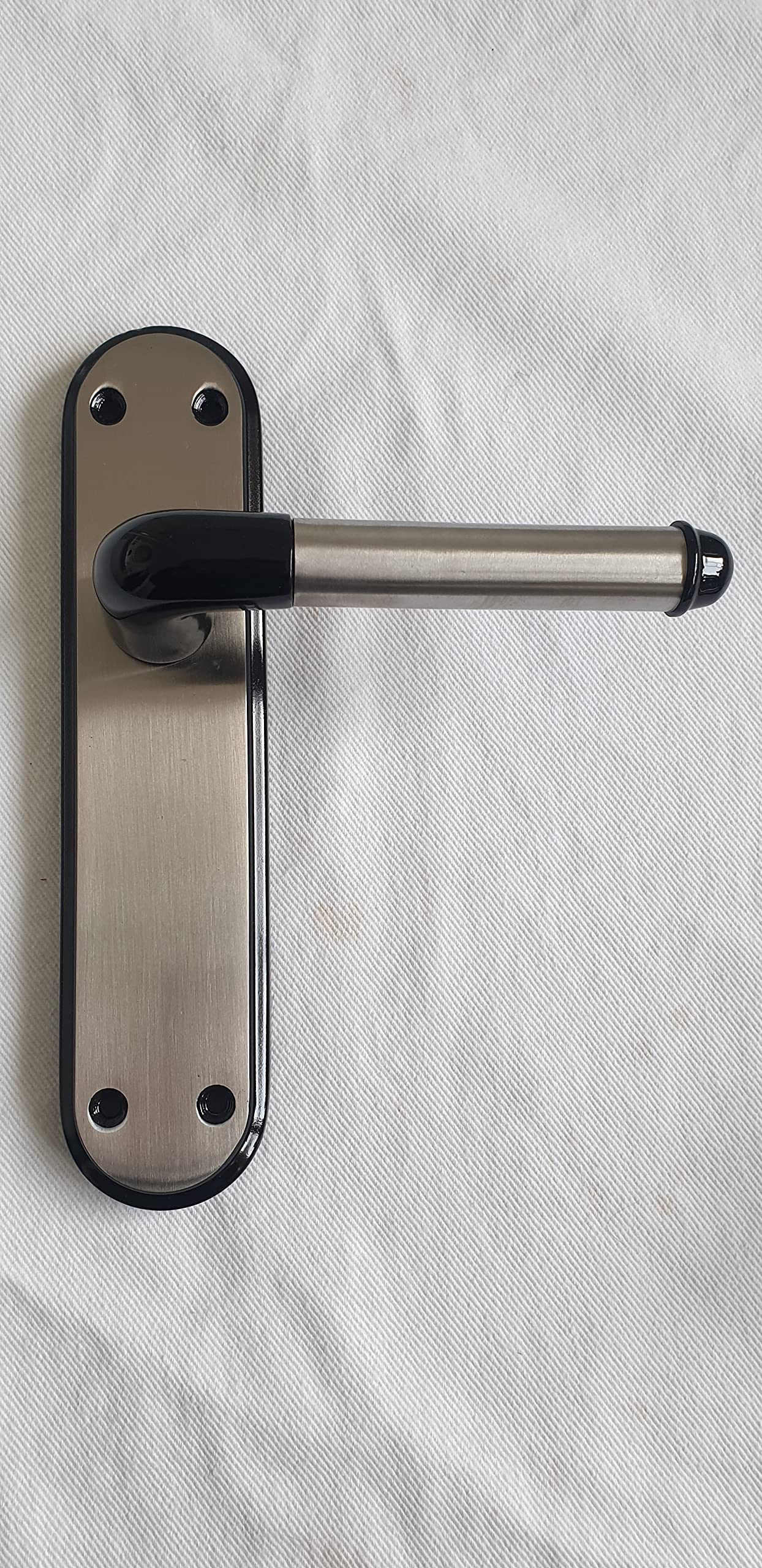 Door Handles Interior Lever Latch Marina Deluxe Sleek Modern Duo Two Tone (Gloss Black/Satin Nickle)