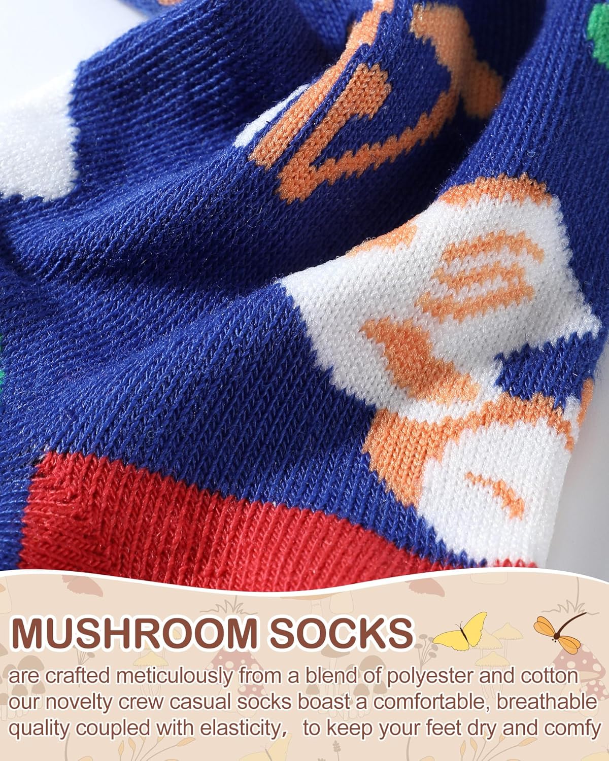 Bonuci 6 Pairs Funny Mushroom Socks Novelty Breathable Casual Crew Socks Mushroom Lover Gifts for Holiday Birthday - Image 2