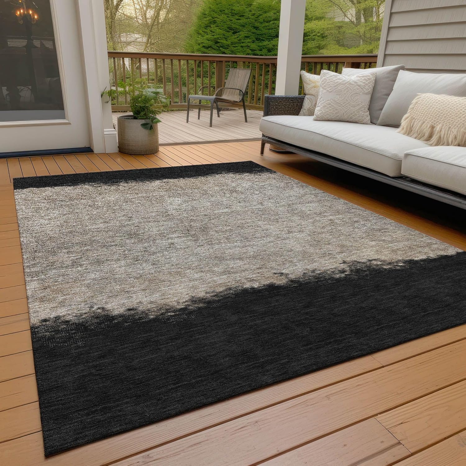 Addison Rugs Chantille ACN2214 Black 2'6" x 3'10" Indoor/Outdoor, Machine Washable, Easy Clean, Non Shedding, Bedroom, Living Room, Dining Room, Kitchen, Patio Rug
