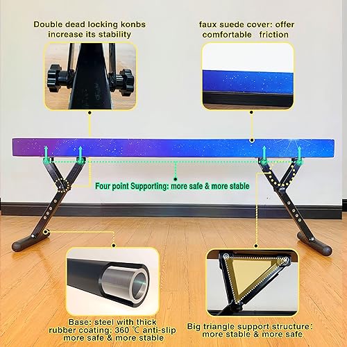 Miniatura 88 de MARFULA Viga de equilibrio ajustable de 8 pies de altura ajustable para niños y adolescentes de todos los niveles de gimnasia, equipo de gimnasia