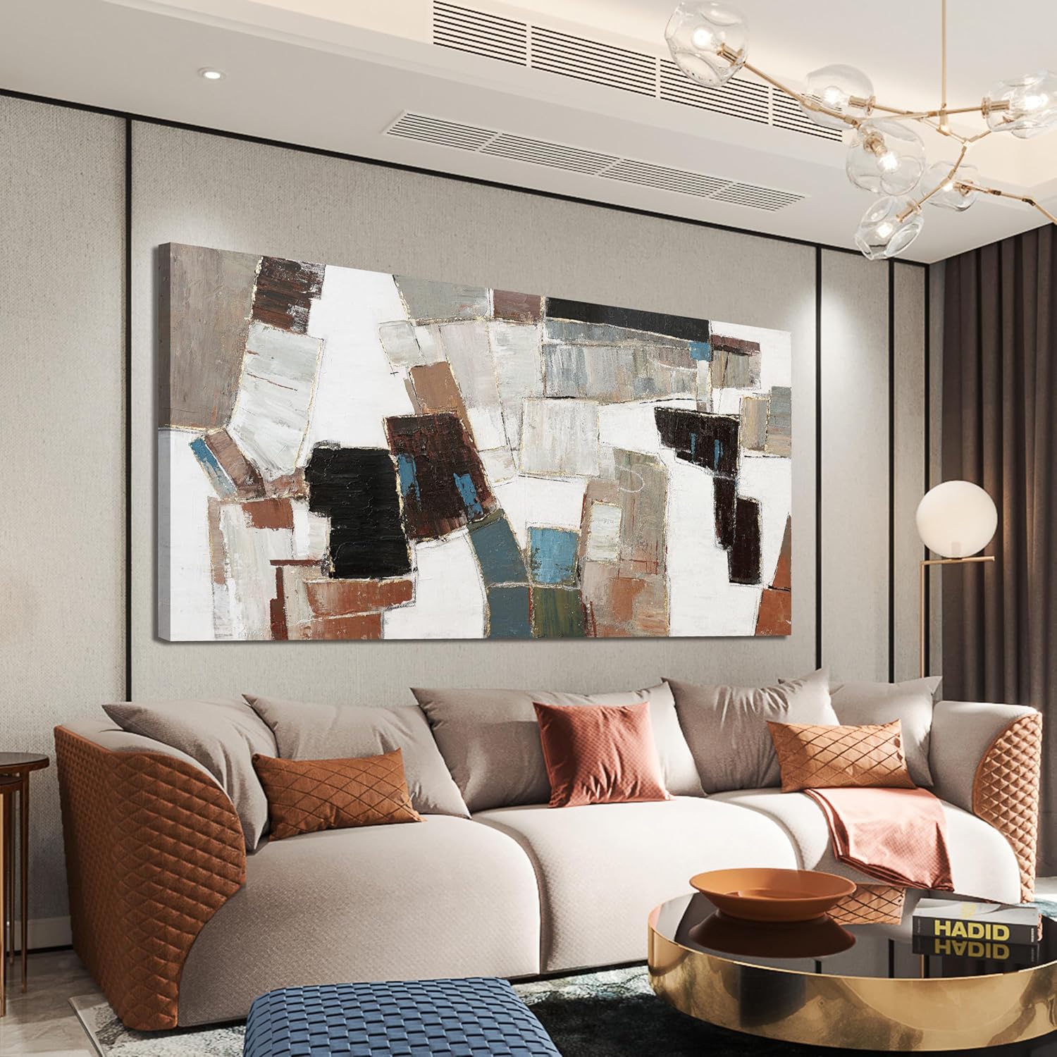 Abstract Wall Art Large Canvas Wall Art Decor Modern Wall Art Decor Minimalist Geometric Line Wall Decor Artwork for Walls Textured Wall Art Prints For Room Living Room Bedroom Office Wall Decor 29X58