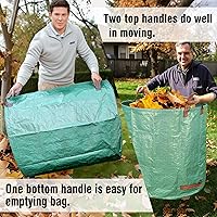 Vista 4 de Gardzen Paquete de 2 bolsas de basura de 132 galones, reutilizables, resistentes, plegables, para hojas de jardín, con anillo de plástico, cubo