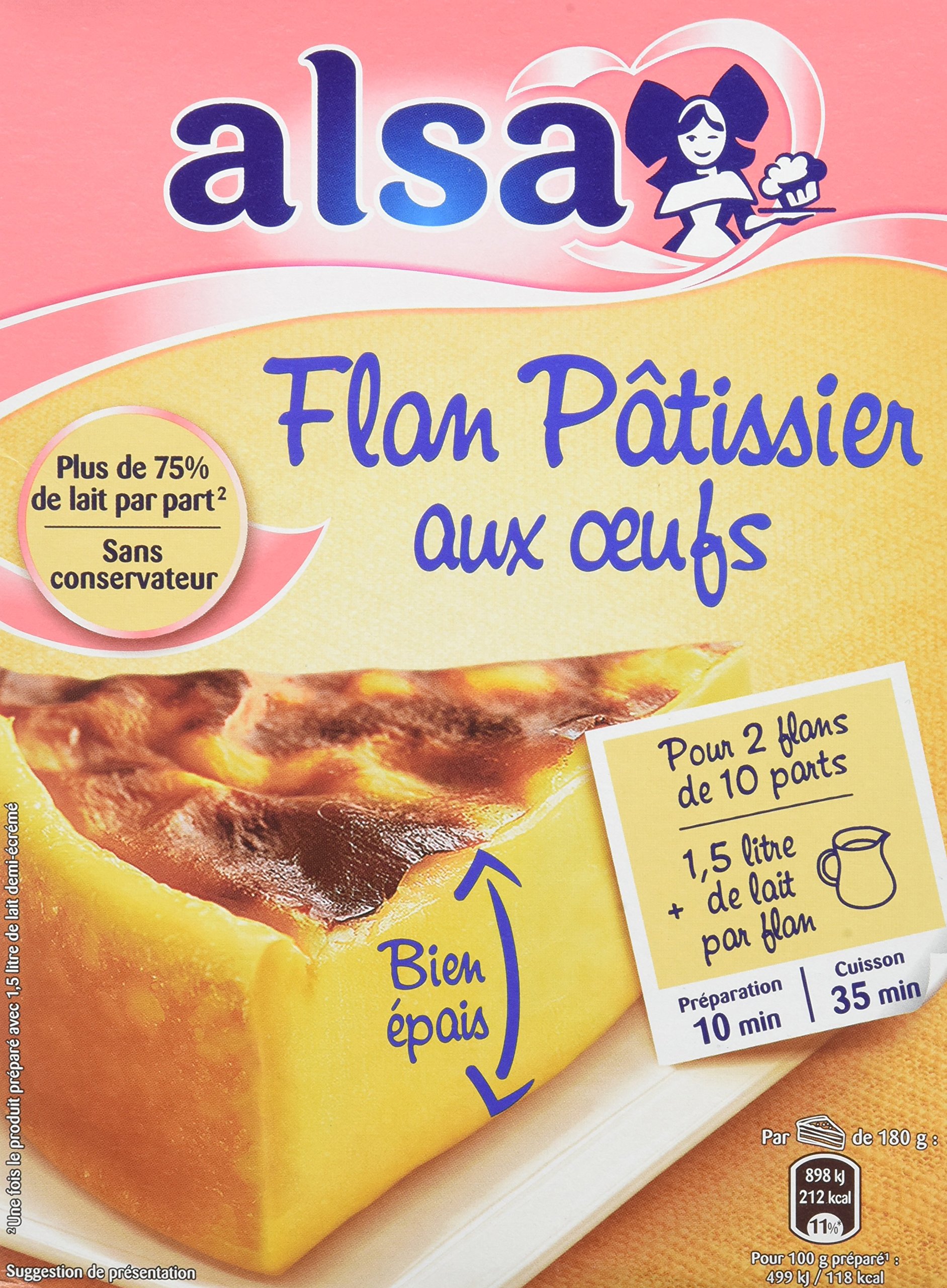 Alsa Préparation Flan Pâtissier aux Œufs 2 Sachets 720g - Lot de 3