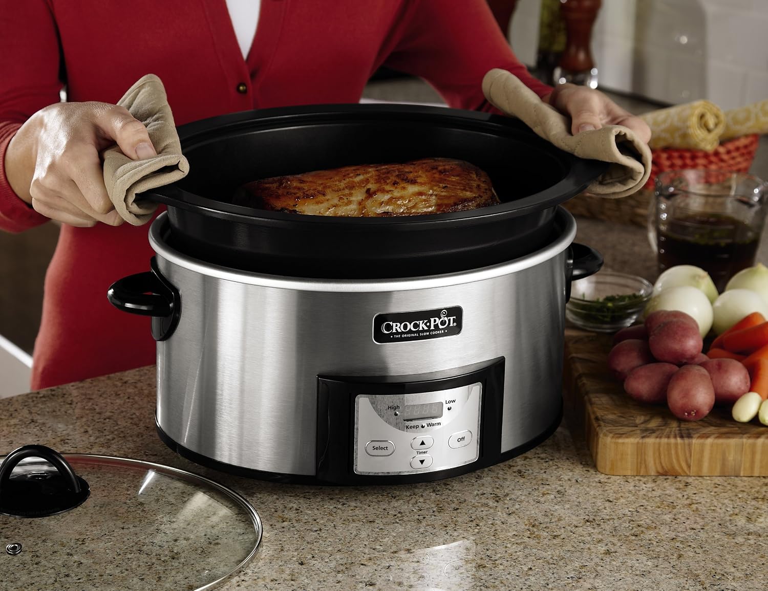 Crock-Pot SCCPVI600-S 6-Quart Countdown Programmable Oval Slow Cooker with Stove-Top Browning, Stainless Finish