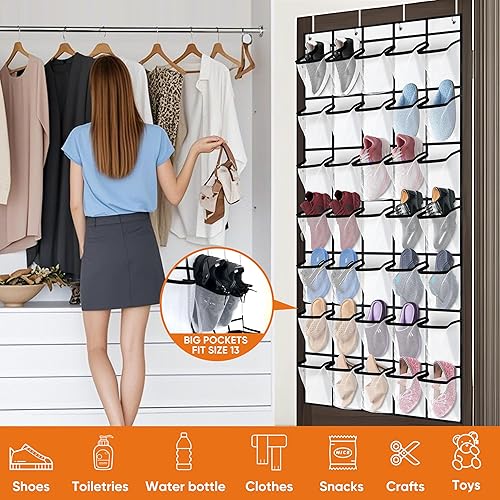 Miniatura 6 de Organizador de zapatos para colgar sobre la puerta, organizador de 35 zapatos para colgar sobre la puerta, organizador de almacenamiento para detrás