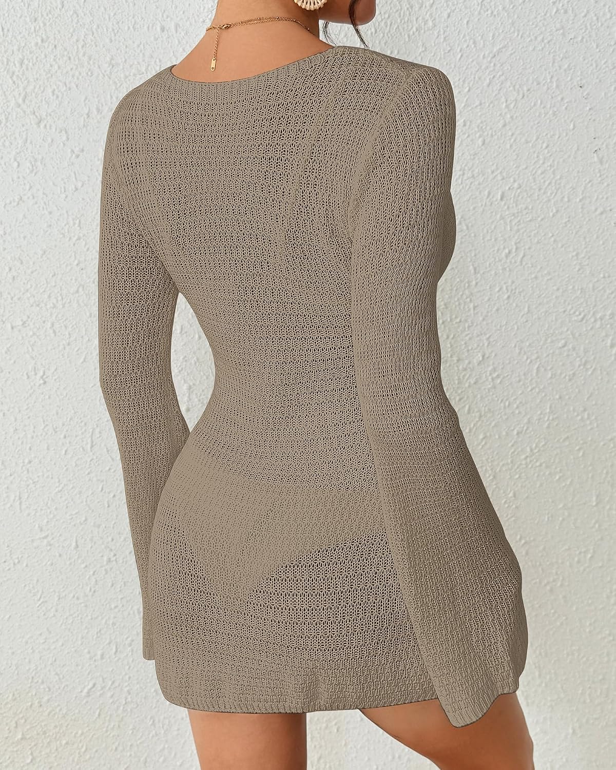 Bsubseach Swimsuit Coverup for Women Sexy V Neck Crochet Bathing Suit Cover Up Mesh Beach Dresses Summer Vacation Outfit