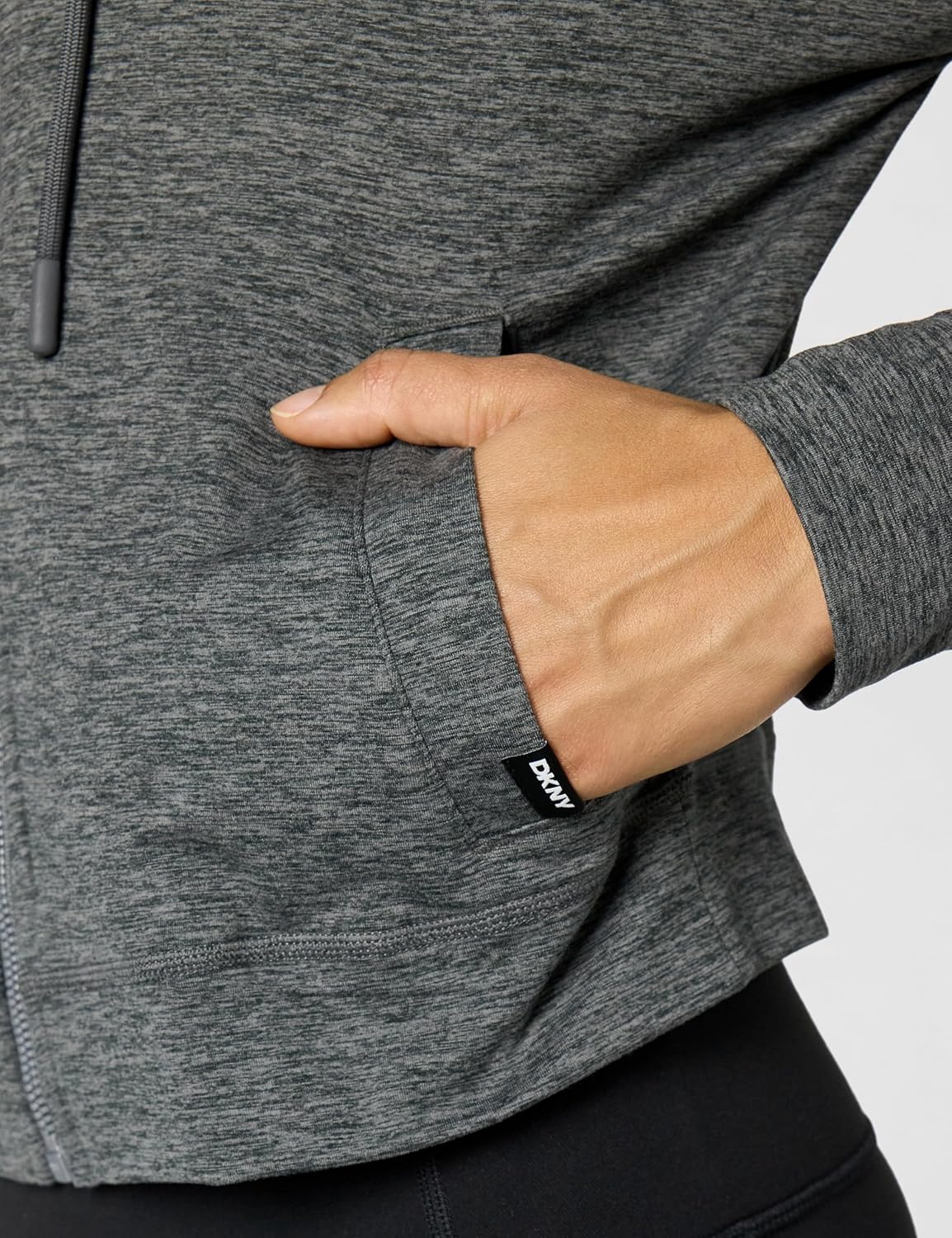 DKNY womens Full Zip Cropped Hoodie Sweatshirt - Image 5