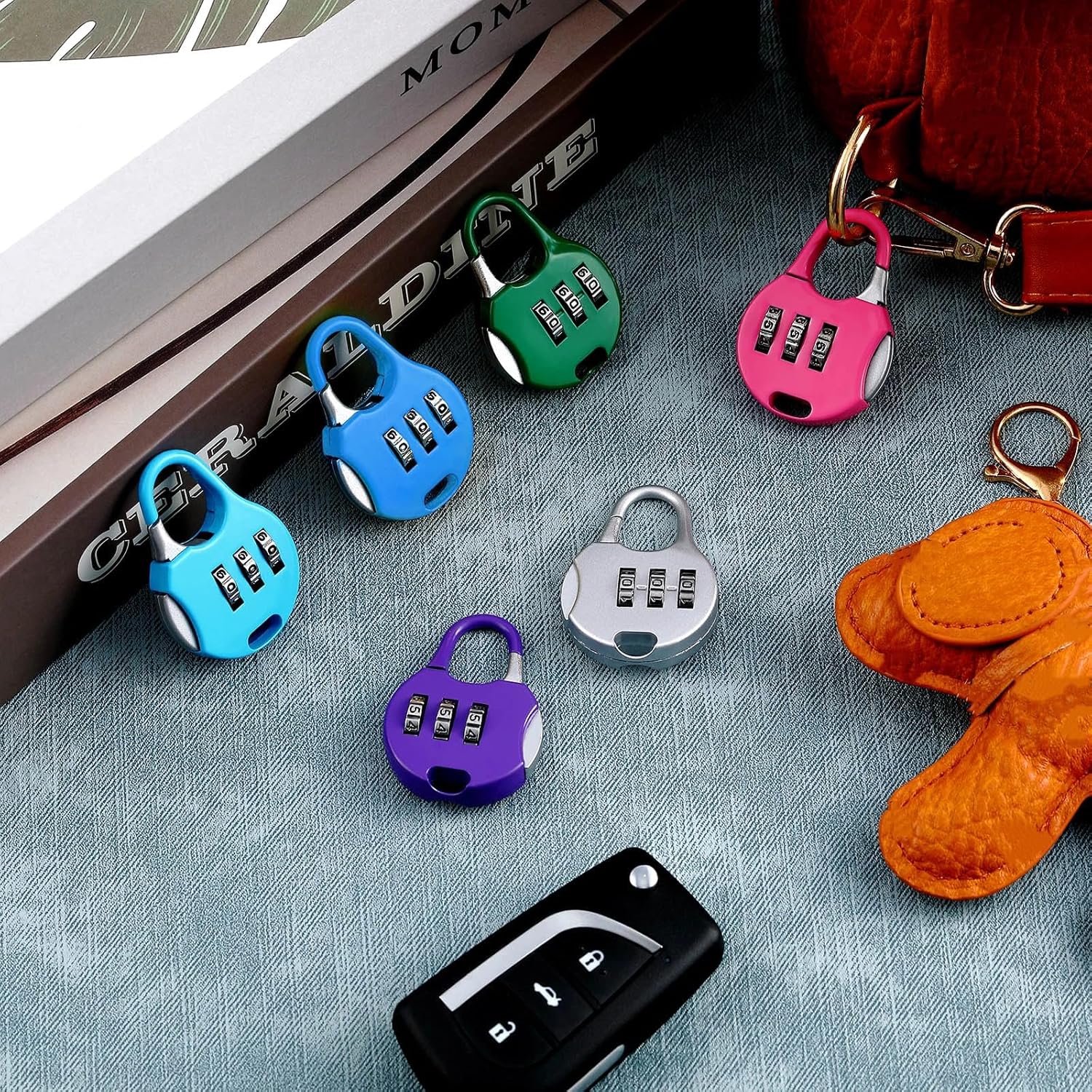 Moxweyeni 10 Pcs Digit Combinations Padlock Safe Cipher Lock Mini Combination Resettable Number for Suitcases Luggage Briefcases Computer Bags(Cute Style,Multicolor)