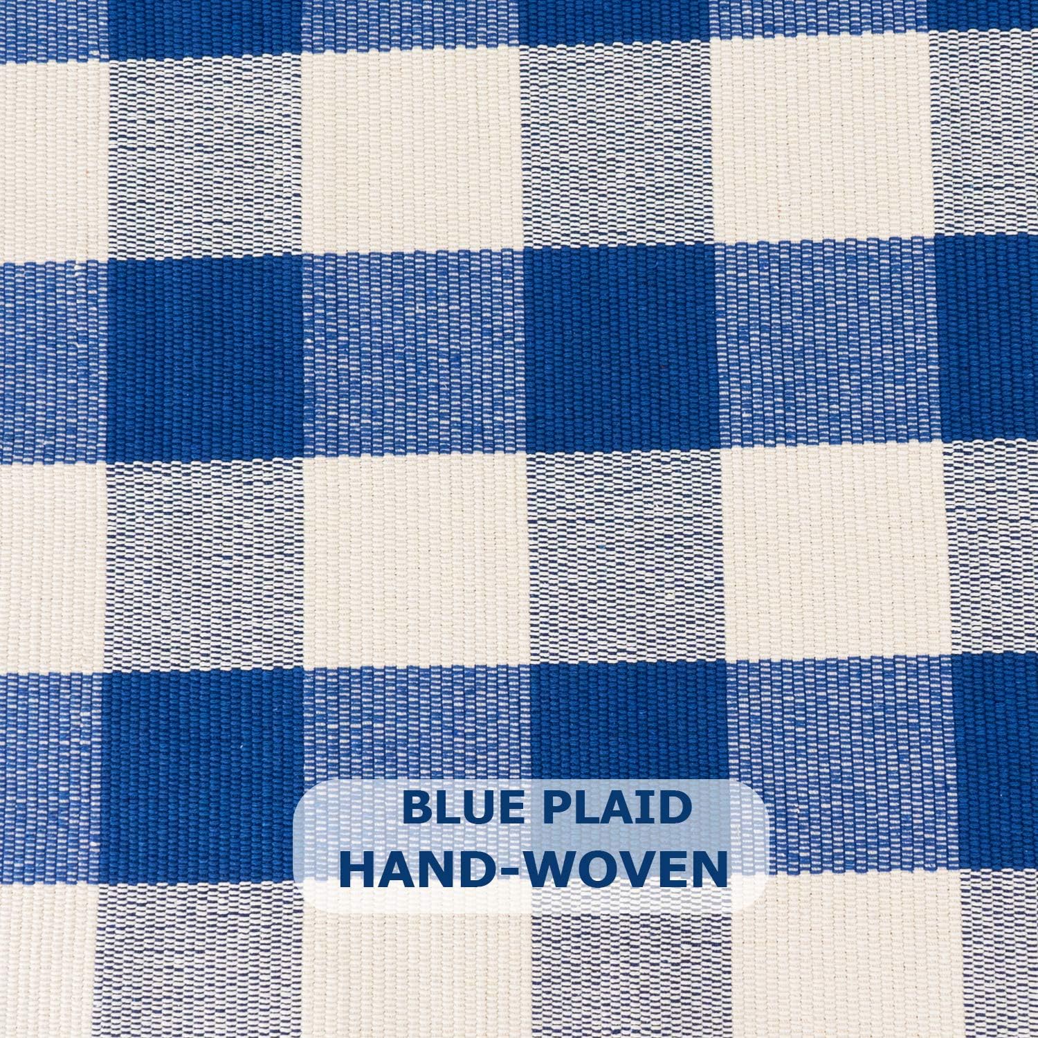 Winwinplus Buffalo Plaid Rug Outdoor Front Porch Decor Farmhouse Decor Rug, 23.6inch x 51.2inch, Blue and White Plaid