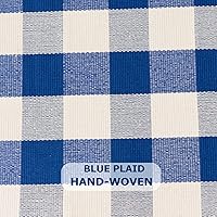Vista 4 de Tapete de algodón tejido a cuadros azul y blanco, lavable a mano, para interiores y exteriores, para porche delantero, cocina, baño, entrada, 2 x 3