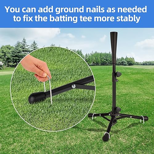 Miniatura 4 de Baseball Tee For Kids, Easy Adjustable Batting Tee From 20.85 to 31.30 Inches. Foldable and Stable Baseball Tees for Hitting with Portable Bag.