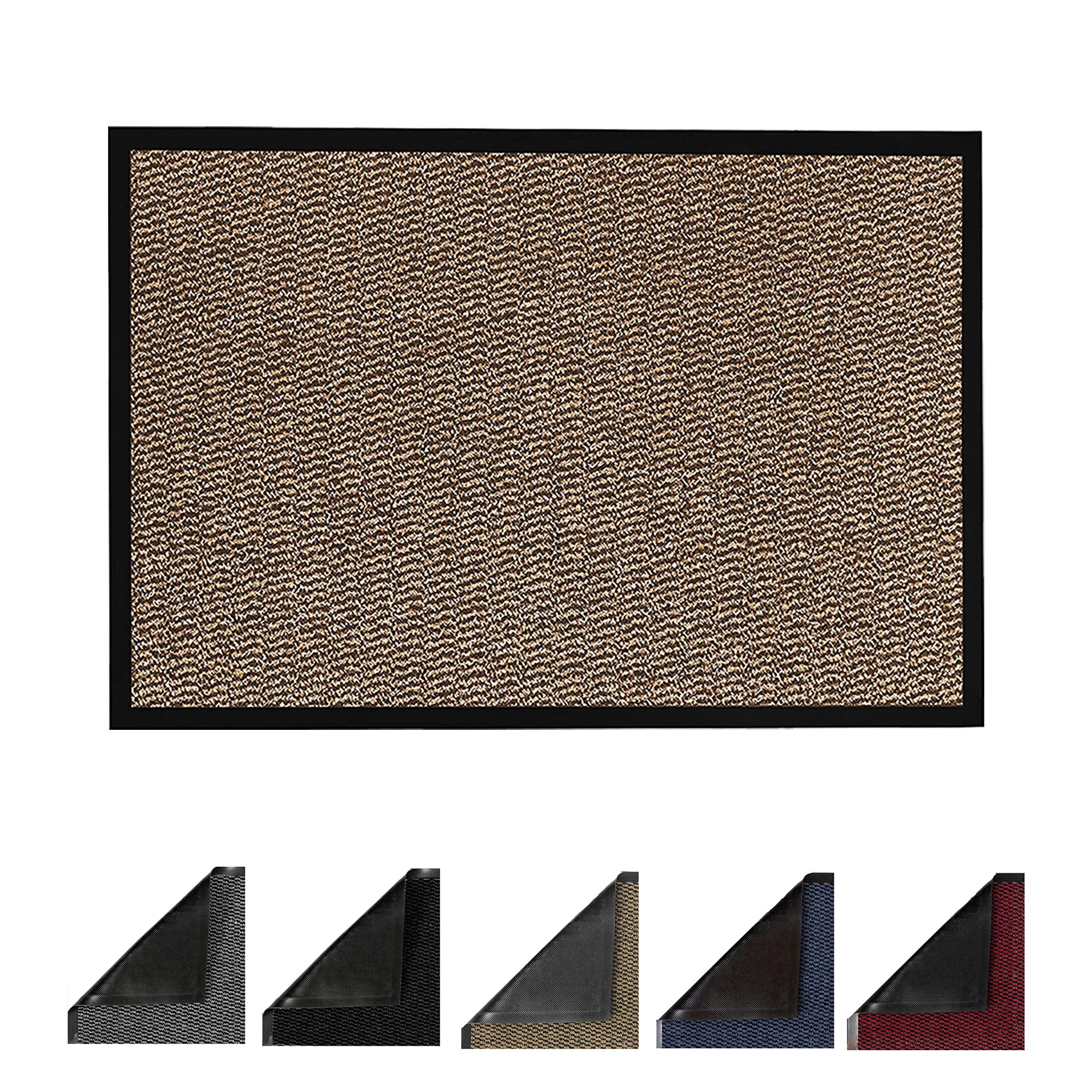 JKZ RUG AND DOORMATS Door Mats Non-slip Barrier Mat Indoor/Outdoor Kitchen Mat Heavy Duty Material Rubber Backed Door Mat Super Absorbent Small Large Barrier Mats Rugs (90 x 120 cm, Brown) โ image 1
