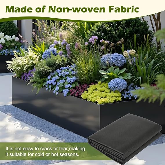 63 * 114 in Raised Garden Bed Liner, Non Woven Fabric Liner for Large Veg Trough, Cuttable Non Woven Fabric Plant Liner, Replacement Felt Window Box Liners for Greenhouse Vegetable Gardening