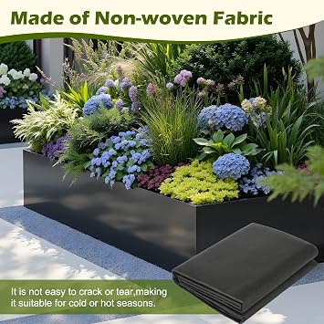 63 * 114 in Raised Garden Bed Liner, Non Woven Fabric Liner for Large Veg Trough, Cuttable Non Woven Fabric Plant Liner, Replacement Felt Window Box Liners for Greenhouse Vegetable Gardening