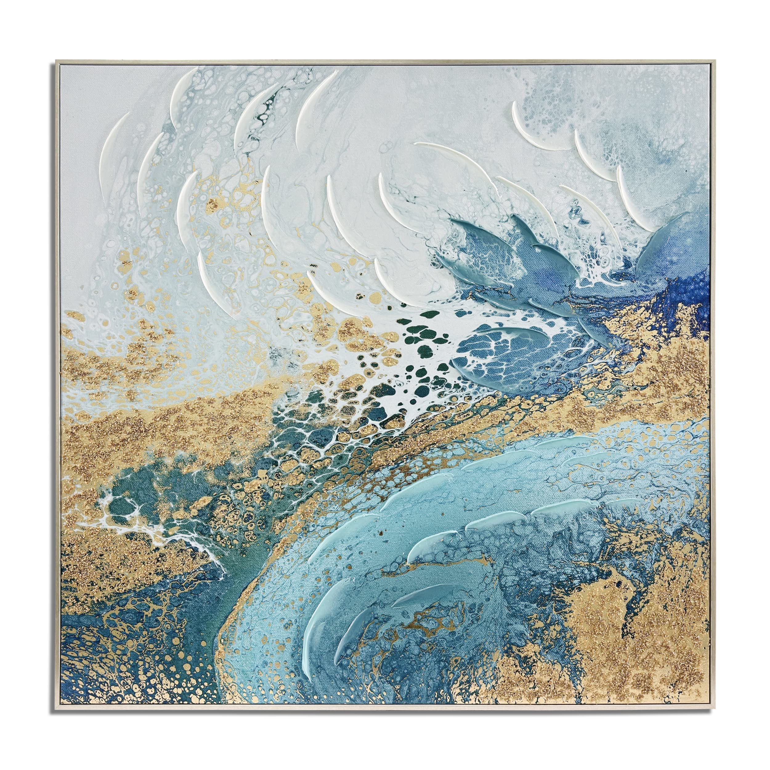 Amazon.com: 33 ART STUDIO 40x40 Teal Abstract Waves Splash