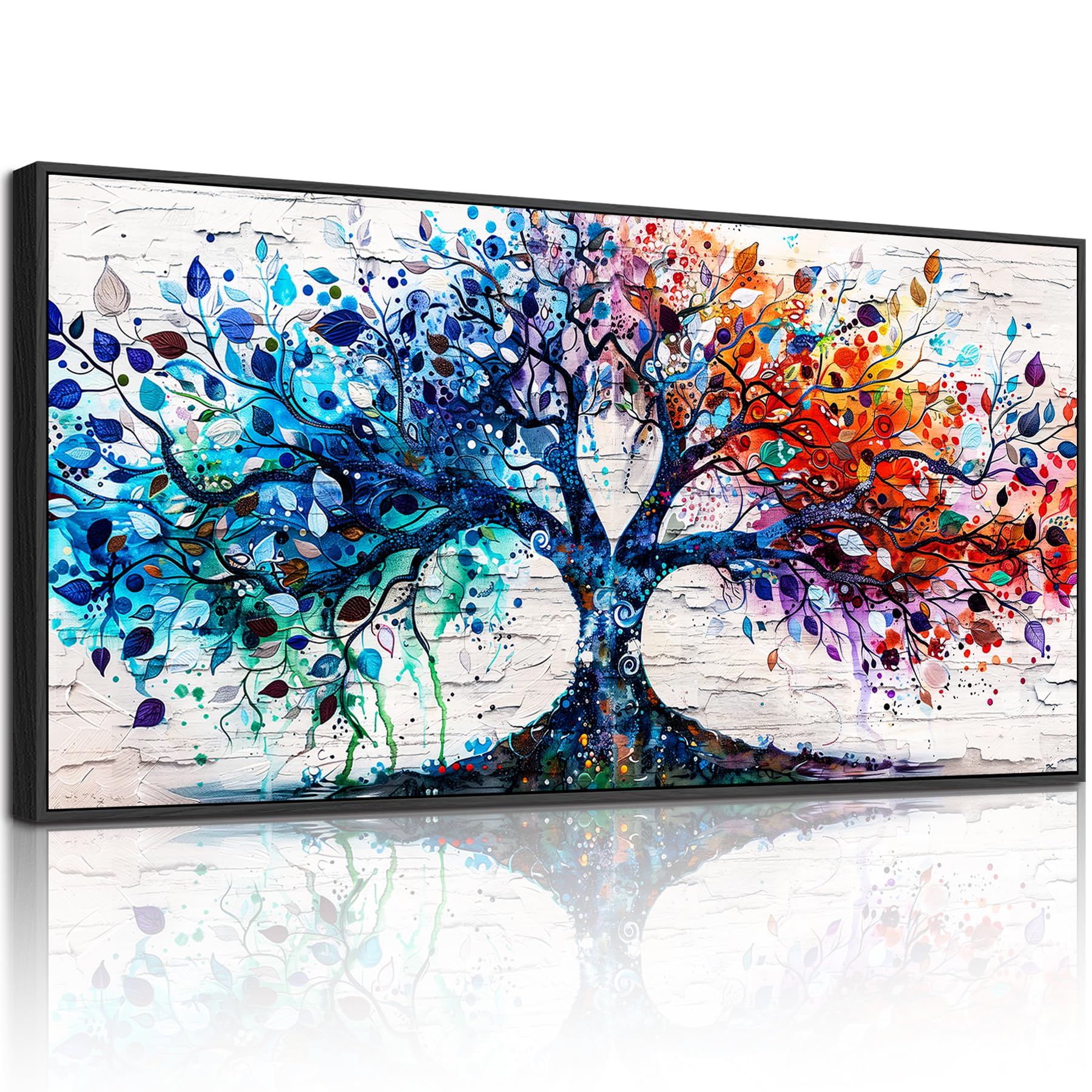 ZUITINGHUA Quadro Su Tela Con Cornice - Paesaggio Astratto Con Albero Viola - 50x100 Cm, Pronto Da Appendere, Per Soggiorno E Camera Da Letto
