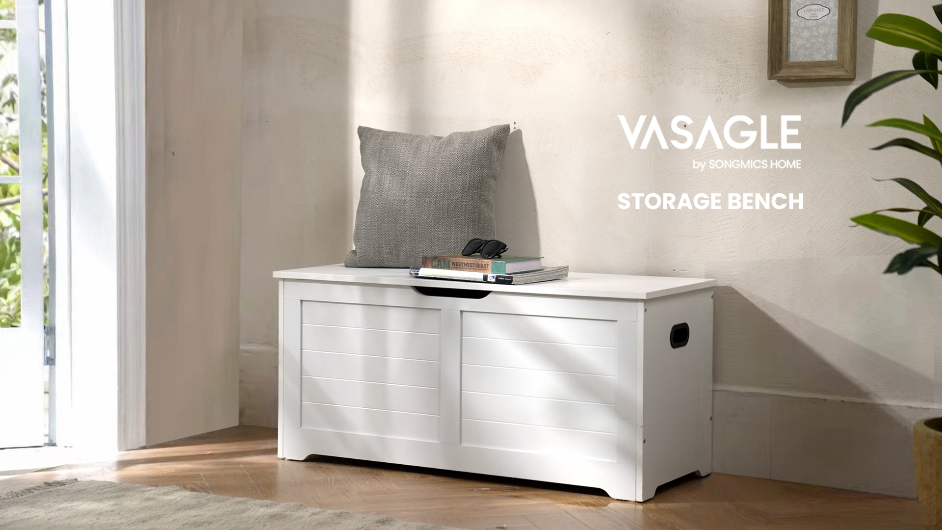 VASAGLE Storage Chest, Storage Bench, Blanket Box with 2