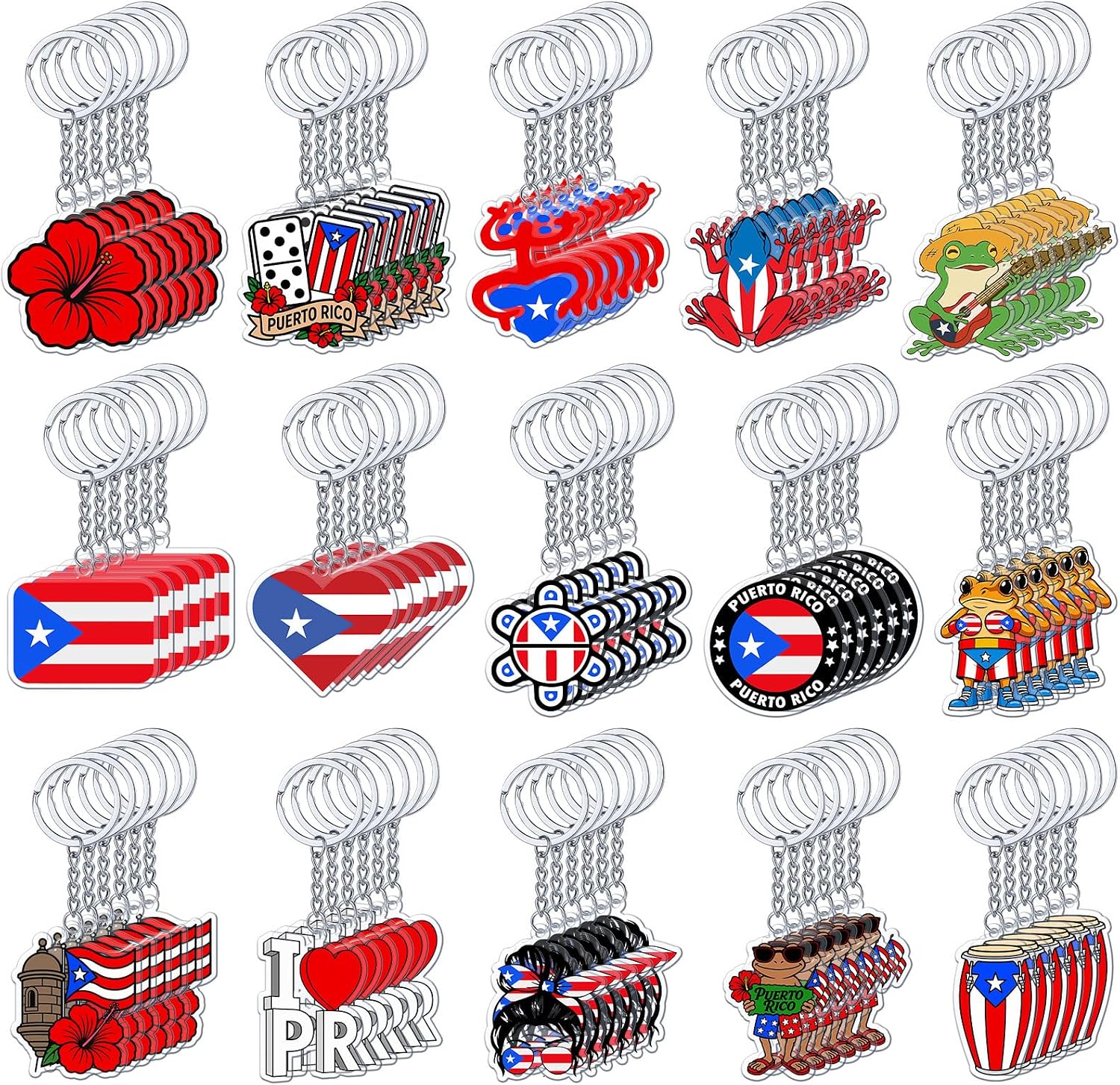 Liliaafar Puerto Rico Keychain Souvenirs Gift Bulk Puerto Rico Acrylic Keychain Party Decorations Supplies