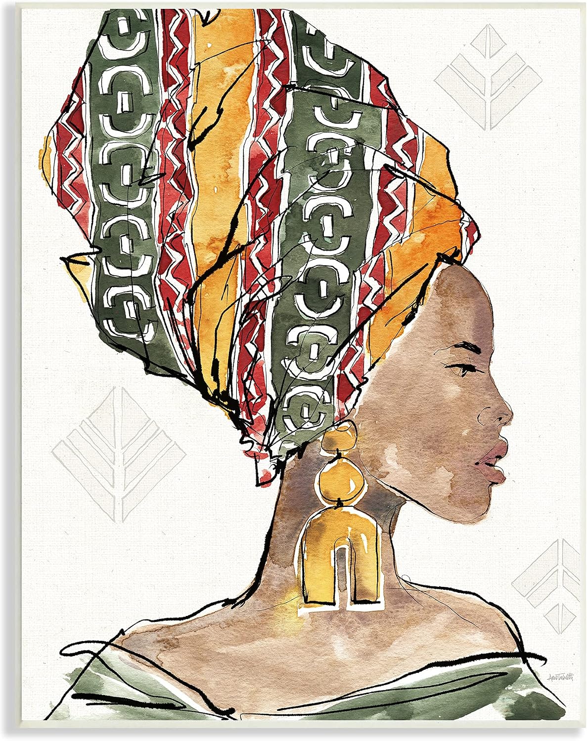 Stupell Industries African Woman Patterned Head Wrap Strong Portrait