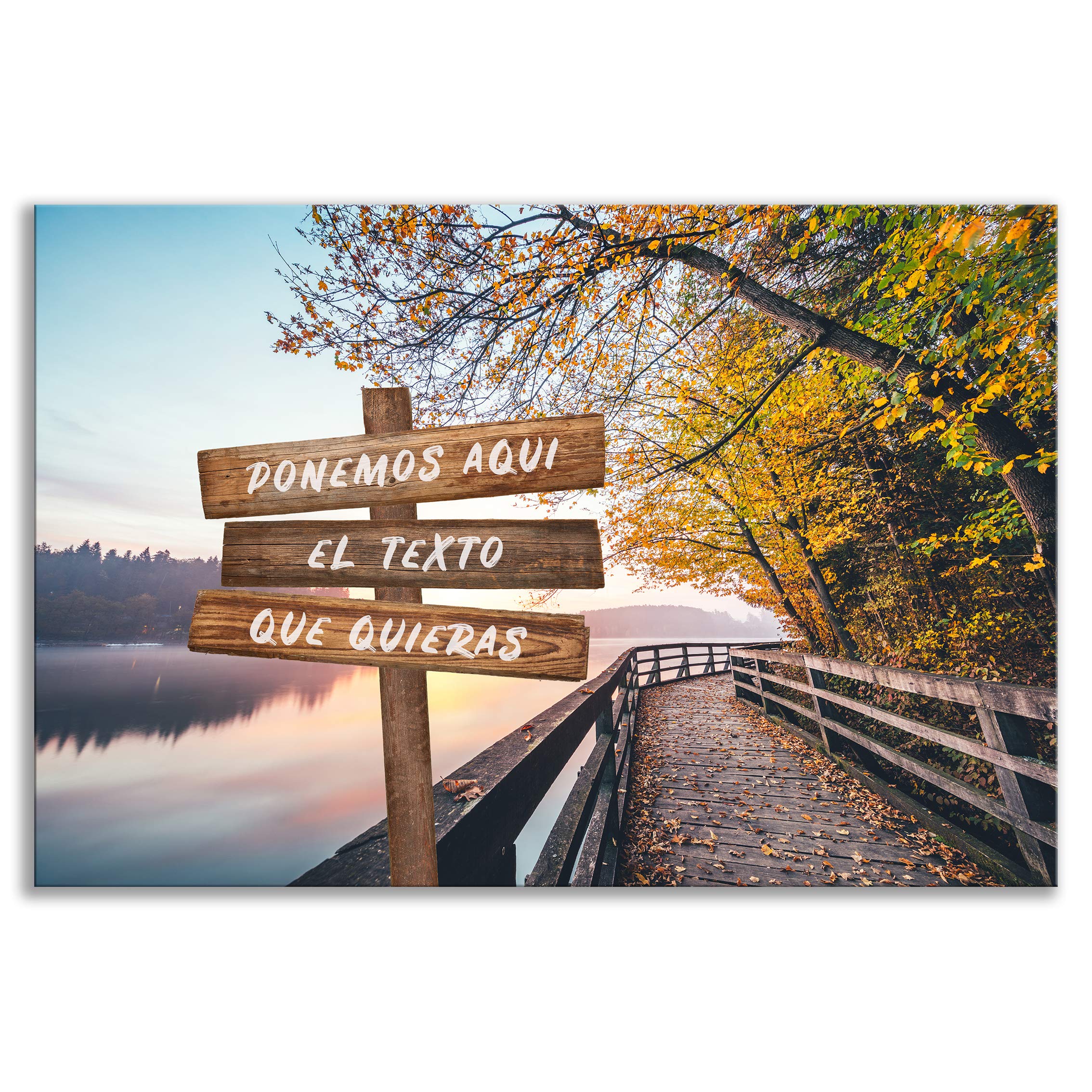 ORIGINALOOPS.COM Cuadro lienzo paisaje, personalizado con tu texto, nombres, fechas, declaraciones, frases... (Color, 40x30)