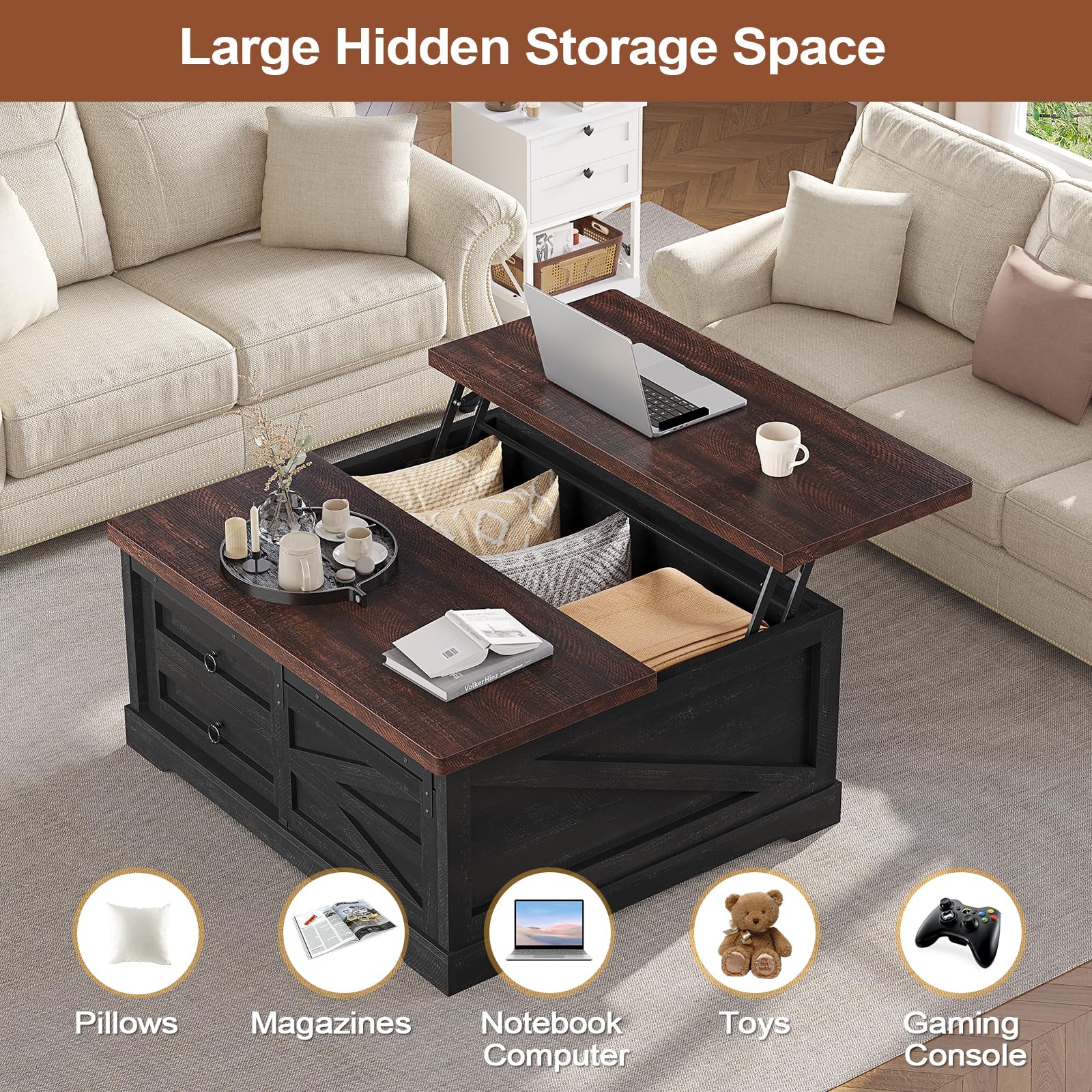 The 5 Best Lift Top Coffee Tables for Small Spaces 2026 2 Itaar 39.4'' Lift Top Coffee Table with Storage, Farmhouse Coffee Tables for Liv — product photo