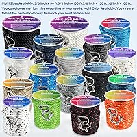 Vista 7 de Cuerda de anclaje prémium de 100 pies x 3/8 pulgadas, cuerda de anclaje MFP maciza con dedal y grillete, color naranja/amarillo